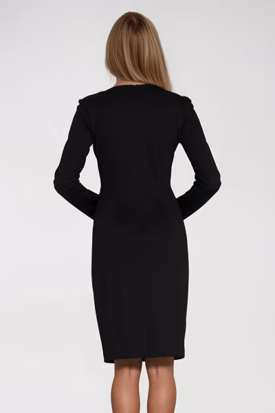 Sukienka z kopertowym dekoltem S276 Black - Nife — zdjęcie 3