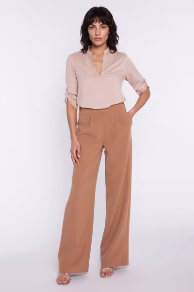 Bluzka z podwijanym rękawem B227 Beige - Nife — zdjęcie 2