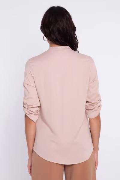 Bluzka z podwijanym rękawem B227 Beige - Nife — zdjęcie 3