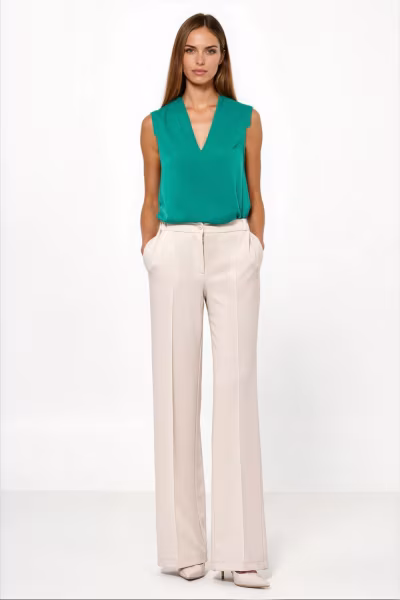 Spodnie Beżowe spodnie loose cut SD131 Beige - Nife — zdjęcie 2