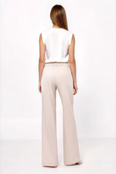 Spodnie Beżowe spodnie loose cut SD131 Beige - Nife — zdjęcie 3