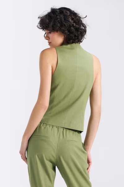 Kamizelka klasyczna lniana KA05 Green - Nife — zdjęcie 3