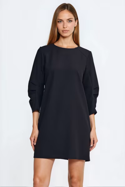 Sukienka z zakładkami na rękawach S291 Black - Nife — zdjęcie 1