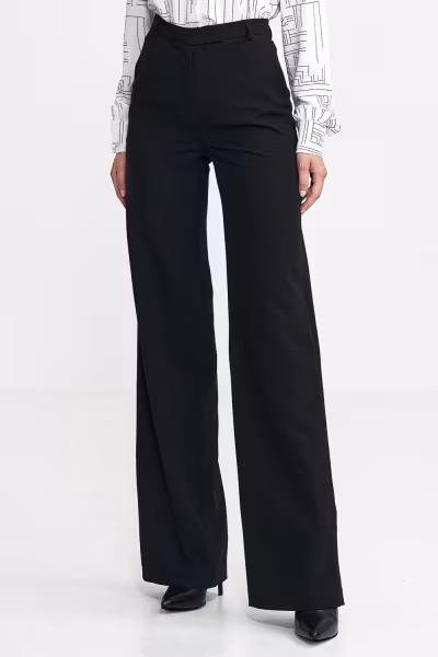 Spodnie bootcut, z krytym guzikiem SD101 Black - Nife — zdjęcie 1