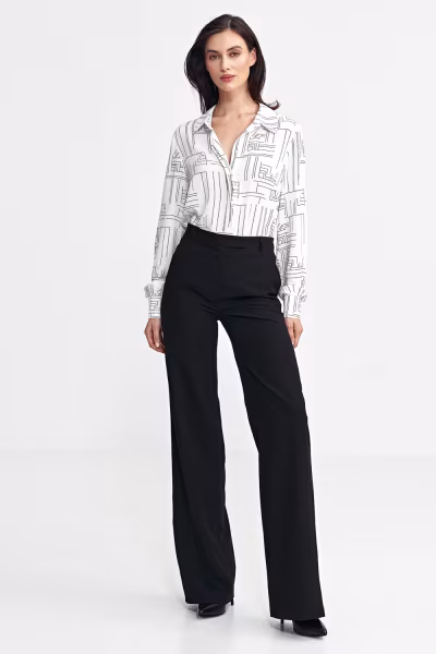 Spodnie bootcut, z krytym guzikiem SD101 Black - Nife — zdjęcie 2