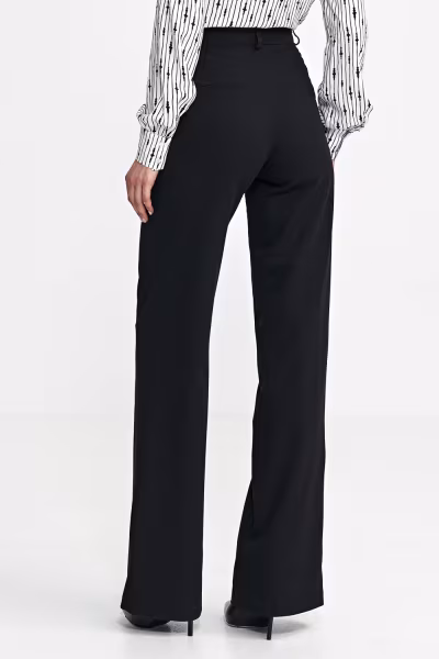 Spodnie bootcut, z krytym guzikiem SD101 Black - Nife — zdjęcie 3