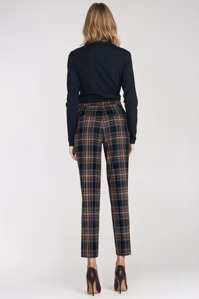 Spodnie 7/8 w granatową kratkę SD123 Navy - Nife — zdjęcie 3