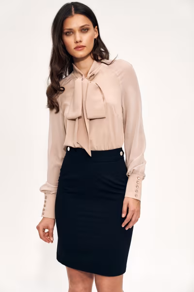 Spódnica Czarna spódnica z wysokim stanem SP65 Black - Nife — zdjęcie 1