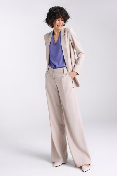 Marynarka lniana dłuższa Z55 Beige - Nife — zdjęcie 2