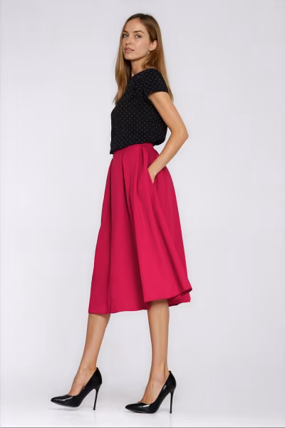 Spódnica Rozkloszowana spódnica midi SP87 Red - Nife — zdjęcie 2