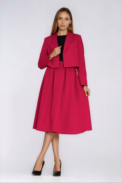 Spódnica Rozkloszowana spódnica midi SP87 Red - Nife — zdjęcie 3