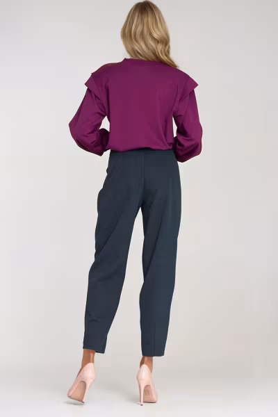 Spodnie baggy z wysokim stanem SD120 Navy - Nife — zdjęcie 3
