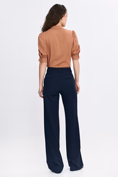 Spodnie bootcut z krytym guzikiem SD110 Navy - Nife — zdjęcie 3