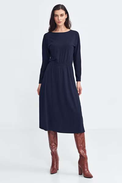 Sukienka z gumką w pasie S259 Navy - Nife — zdjęcie 1
