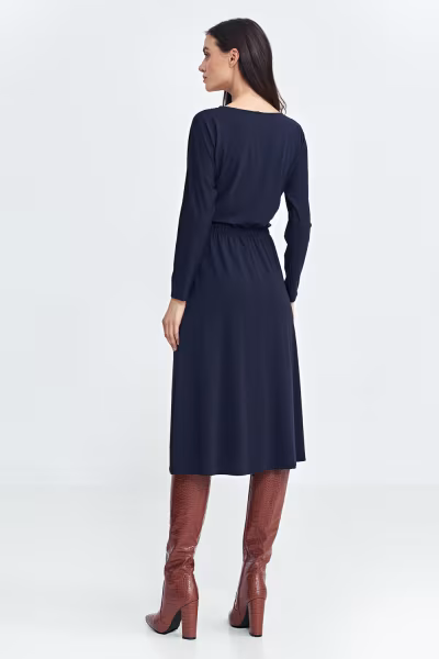 Sukienka z gumką w pasie S259 Navy - Nife — zdjęcie 3