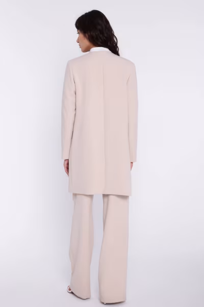 Prosty długi żakiet Z99 Beige - Nife — zdjęcie 3