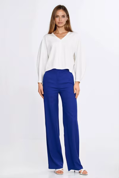Bluzka oversize z balonowymi rękawami B214 Ecru - Nife — zdjęcie 2