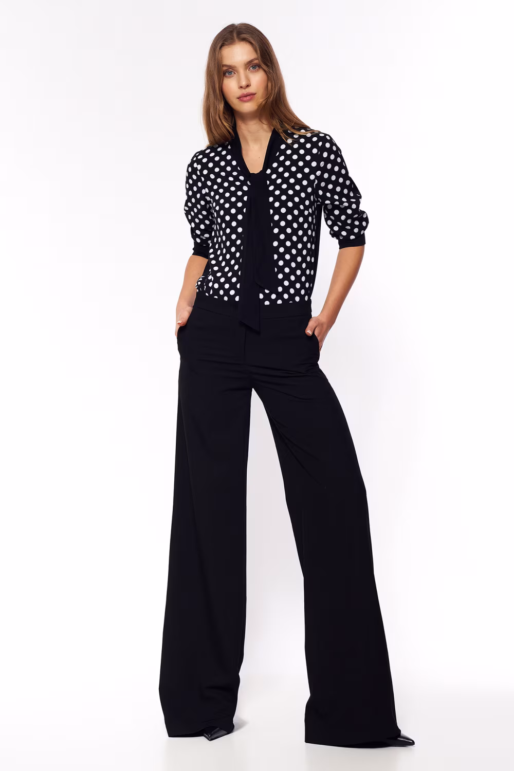 Spodnie Czarne spodnie palazzo SD95 Black - Nife