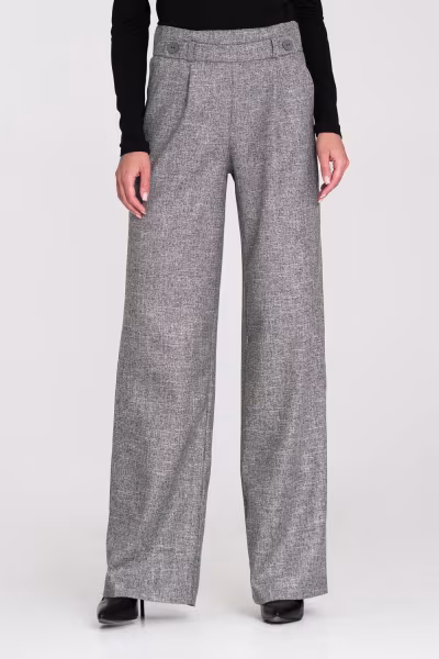 Spodnie wide leg z gumą w pasie i guzikami SD126 Grey Melange - Nife — zdjęcie 1