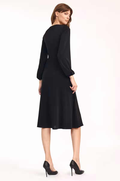 Sukienka Klasyczna czarna sukienka midi S194 Black - Nife — zdjęcie 3