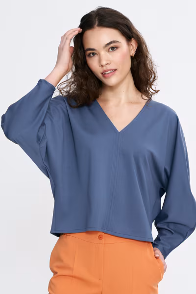 Bluzka oversize z balonowymi rękawami B192 Cobalt - Nife — zdjęcie 1