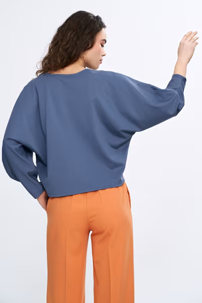 Bluzka oversize z balonowymi rękawami B192 Cobalt - Nife — zdjęcie 3