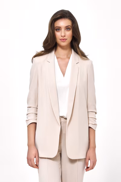 Beżowa marynarka bez zapięcia Z58 Beige - Nife — zdjęcie 1
