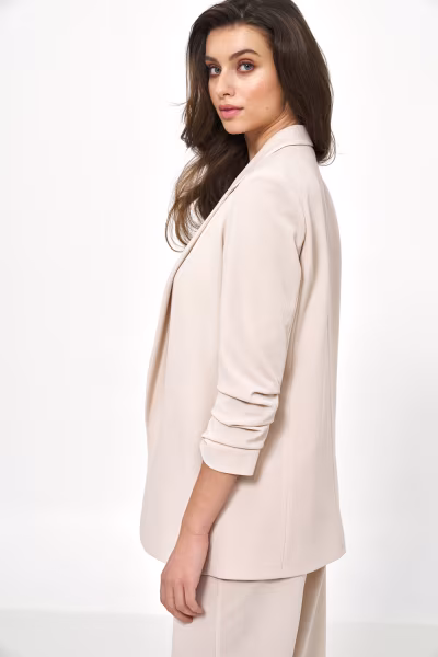 Beżowa marynarka bez zapięcia Z58 Beige - Nife — zdjęcie 2