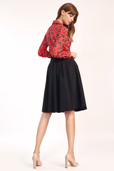 Spódnica midi z paskiem w kolorze czarnym SP75 Black - Nife — zdjęcie 3