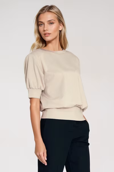 Bluza z krótkim rękawem BL12 Beige - Nife — zdjęcie 1