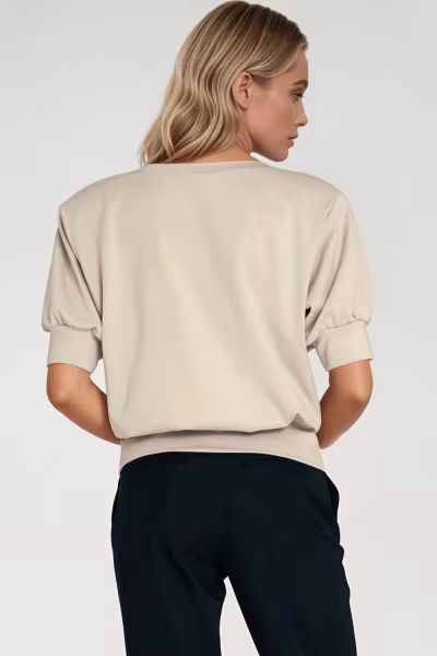 Bluza z krótkim rękawem BL12 Beige - Nife — zdjęcie 3