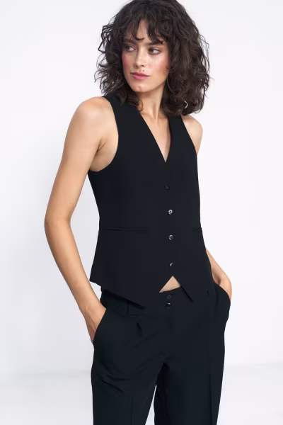 Czarna garniturowa kamizelka KA03 Black - Nife — zdjęcie 2