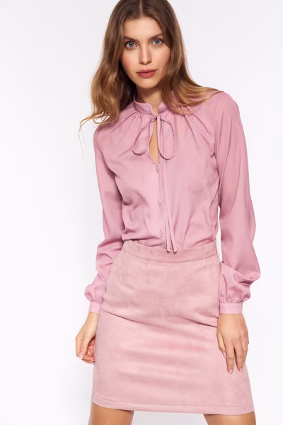 Spódnica Nubukowa różowa spódnica SP64 Pink - Nife — zdjęcie 1