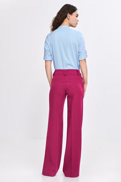 Spodnie wide leg z kantem SD112 Fuksja - Nife — zdjęcie 3