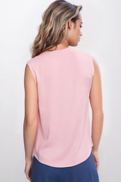 Bluzka bez rękawów, z dekoltem V B191 Pink - Nife — zdjęcie 3