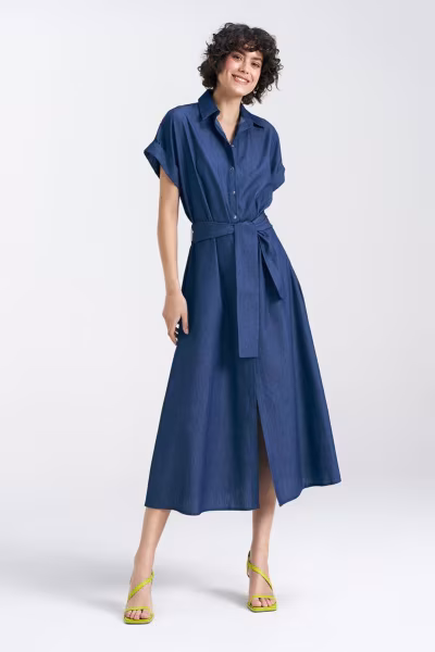 Sukienka jeansowa, luźna S242 Denim - Nife — zdjęcie 1