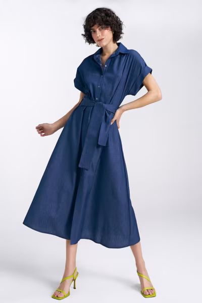 Sukienka jeansowa, luźna S242 Denim - Nife — zdjęcie 2