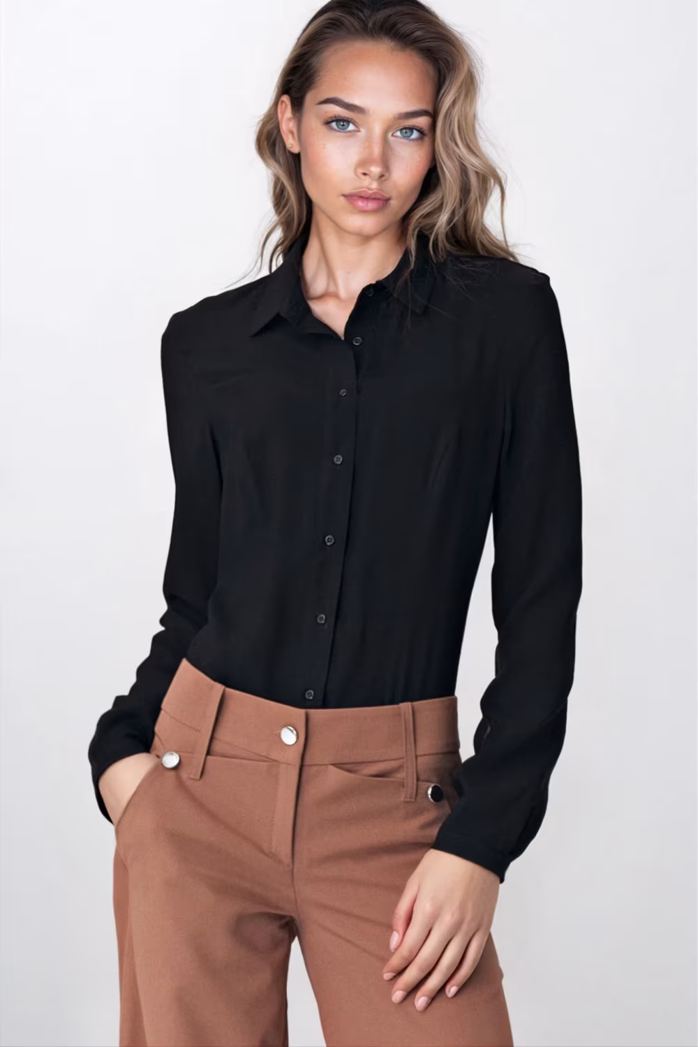 Czarna koszula body B164 Black - Nife