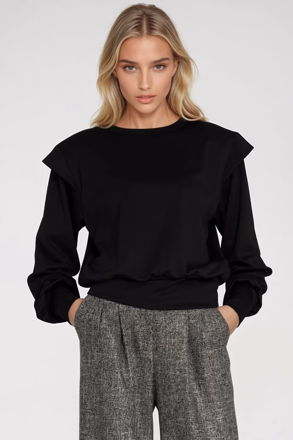 Bluza z wysokimi ściągaczami BL10 Black - Nife