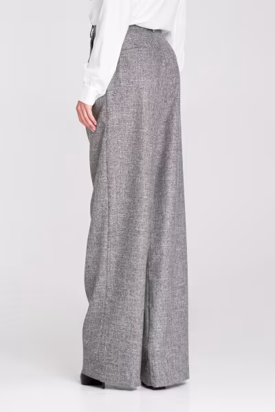Spodnie z zakładkami wide leg SD116 Grey Melange - Nife — zdjęcie 3