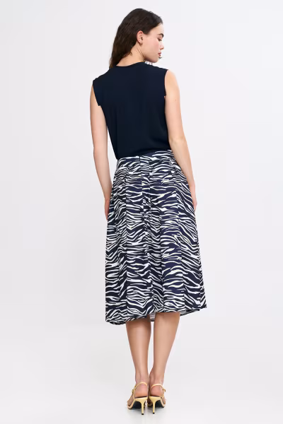 Spódnica midi z zakładkami SP83 Wzór Zebra/Navy - Nife — zdjęcie 3