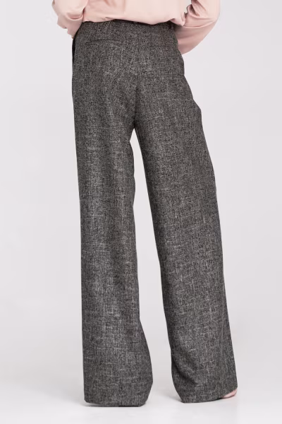Spodnie z zakładkami wide leg SD116 Black Melange - Nife — zdjęcie 3