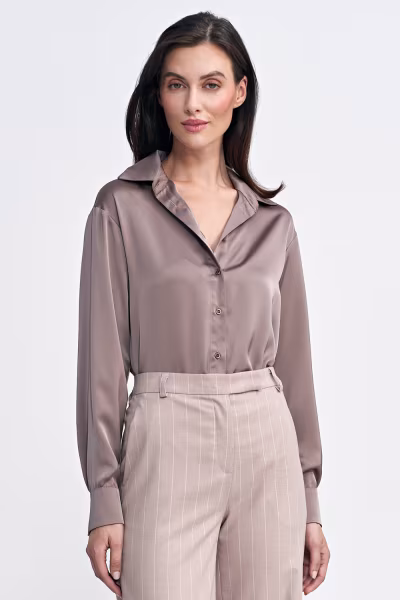 Satynowa koszula body K80 Mocca - Nife — zdjęcie 1