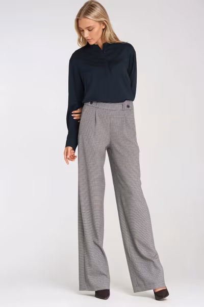 Wiskozowa bluzka polo ze stójką B194 Navy - Nife — zdjęcie 2