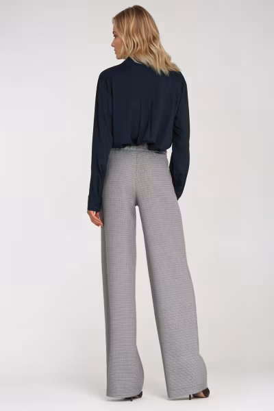 Wiskozowa bluzka polo ze stójką B194 Navy - Nife — zdjęcie 3
