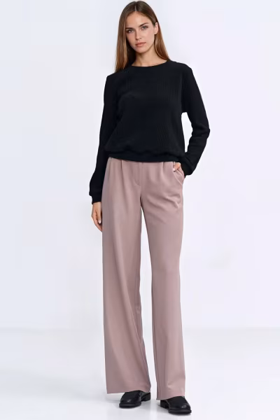 Bluza z dzianiny prążkowanej z długim rękawem BL13 Black - Nife — zdjęcie 2