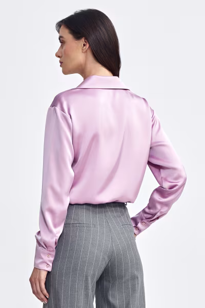 Satynowa koszula body K80 Pink - Nife — zdjęcie 3