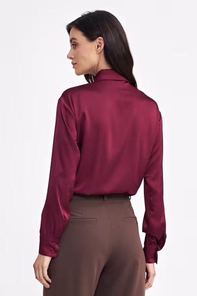 Satynowa koszula body K80 Bordo - Nife — zdjęcie 3