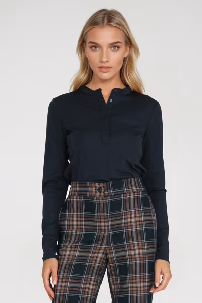 Bluzka polo ze stójką B195 Navy - Nife — zdjęcie 1