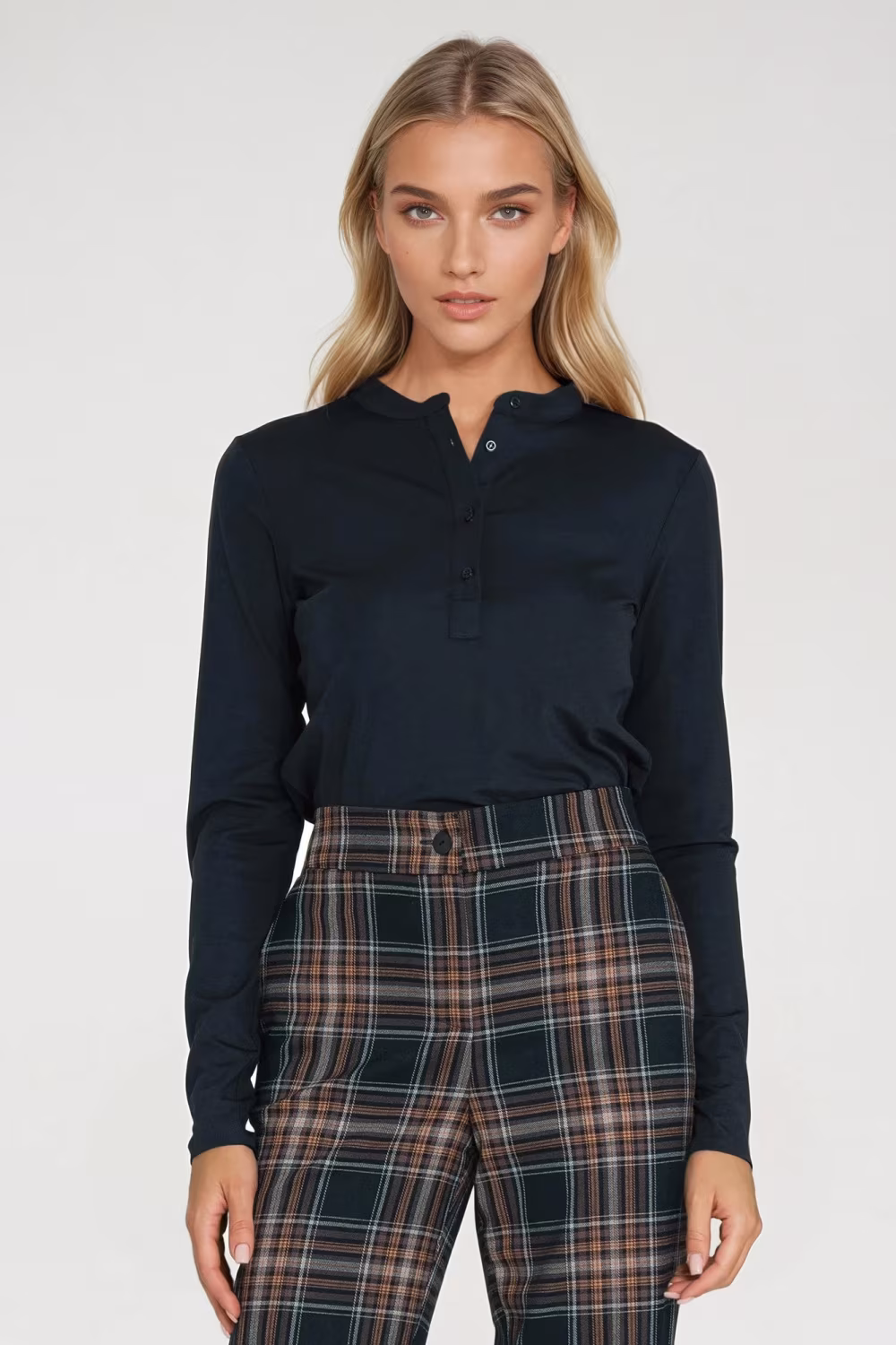 Bluzka polo ze stójką B195 Navy - Nife